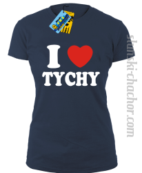I love Tychy koszulka damska z nadrukiem - navy blue