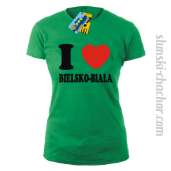 I love Bielsko-Biała - koszulka damska - zielony