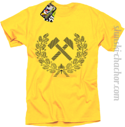 Pyrlik i żelazko znak górniczy herb górnictwa - Koszulka męska zółty