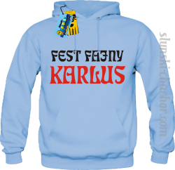 Fest Fajny Karlus - bluza męska z kapturem - błękitny