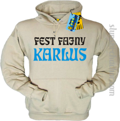 Fest Fajny Karlus - bluza męska z kapturem - beżowy