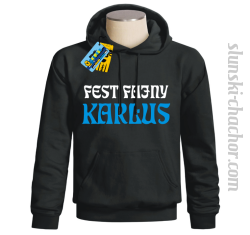 Fest Fajny Karlus - bluza męska z kapturem - czarny