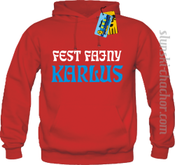 Fest Fajny Karlus - bluza męska z kapturem - czerwony