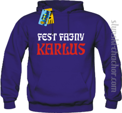 Fest Fajny Karlus - bluza męska z kapturem - fioletowy