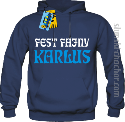 Fest Fajny Karlus - bluza męska z kapturem - granatowy