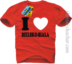 I love Bielsko-Biała koszulka męska z nadrukiem - red