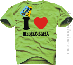 I love Bielsko-Biała koszulka męska z nadrukiem - light green