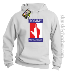 Tommy Middle Finger - Bluza męska z kapturem biała