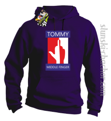 Tommy Middle Finger - Bluza męska z kapturem fiolet