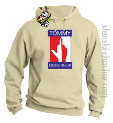 Tommy Middle Finger - Bluza męska z kapturem beż
