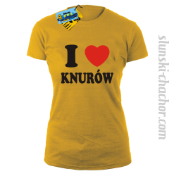 I love Knurów koszulka damska z nadrukiem - yellow