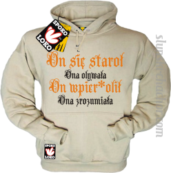 On się staroł ona olywała . . . - bluza męska z nadrukiem - beige