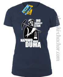 Ino górniczy stan napawo mnie dumą koszulka damska z nadrukiem - navy blue