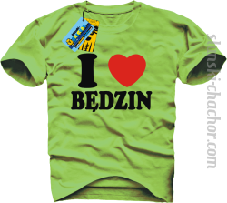 I love Będzin koszulka męska z nadrukiem - light green