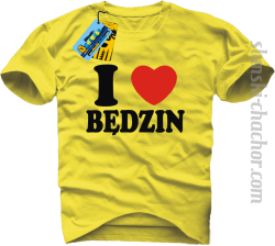 I love Będzin koszulka męska z nadrukiem - yellow