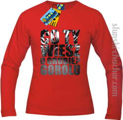Co Ty wiesz o grubie?gorolu longsleeve męski z nadrukiem-red
