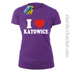 I love Katowice koszulka damska z nadrukiem - purple
