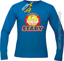 Gryfny stary longsleeve z nadrukiem - blue
