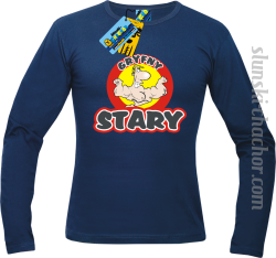 Gryfny stary longsleeve z nadrukiem - navy blue
