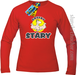 Gryfny stary longsleeve z nadrukiem - red