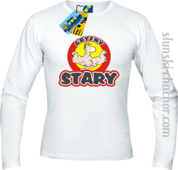 Gryfny stary longsleeve z nadrukiem - white