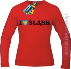 I love śląsk longsleeve z nadrukiem - red