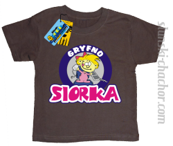 Gryfno siorka koszulka dziecięce z nadrukiem - brown