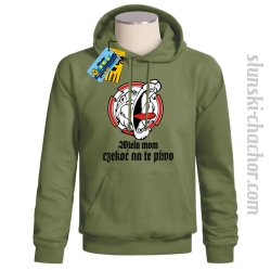 Wiela mom czekoć na te piwo bluza męska z nadrukiem - khaki