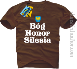 Bog Honor Silesia - koszulka męska z nadrukiem - brązowy