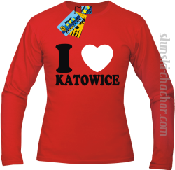 I love Katowice longsleeve z nadrukiem - red