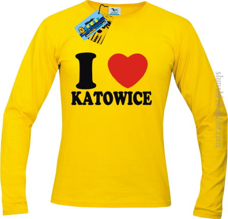 I love Katowice longsleeve z nadrukiem - yellow
