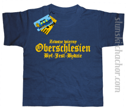 Zawsze wierny oberschlesien był-jest-będzie koszulka dziecięca z nadrukiem-navy blue