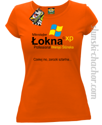 Mikrotajler Łokna XP Professional Wersjo Ślunska Czekej ino, zarozki sztartna - Koszulka damska pomarańcz
