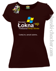 Mikrotajler Łokna XP Professional Wersjo Ślunska Czekej ino, zarozki sztartna - Koszulka damska brąz