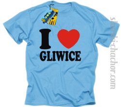 I love Gliwice koszulka męska z nadrukiem - sky blue