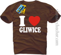 I love Gliwice koszulka męska z nadrukiem - brown