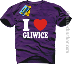 I love Gliwice koszulka męska z nadrukiem - purple