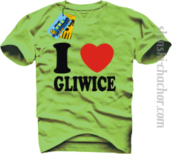 I love Gliwice koszulka męska z nadrukiem - light green