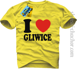 I love Gliwice koszulka męska z nadrukiem - yellow
