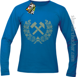 Pyrlik i żelazko znak górniczy herb górnictwa - Longsleeve męski niebieski