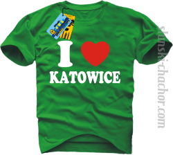 I love Katowice koszulka męska z nadrukiem - green