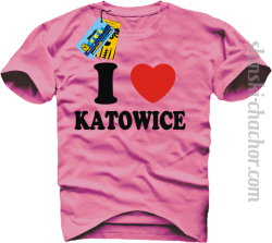 I love Katowice koszulka męska z nadrukiem - pink