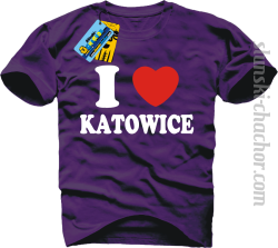 I love Katowice koszulka męska z nadrukiem - purple