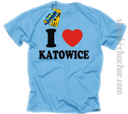 I love Katowice koszulka męska z nadrukiem - sky blue