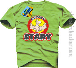 Gryfny stary koszulka męska z nadrukiem - light green