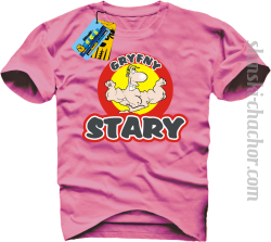 Gryfny stary koszulka męska z nadrukiem - pink