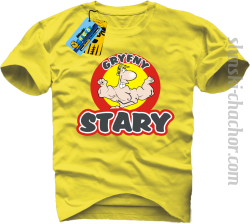 Gryfny stary koszulka męska z nadrukiem - yellow