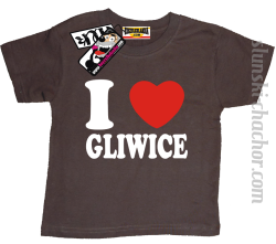 I love Gliwice koszulka dziecięca z nadrukiem - brown
