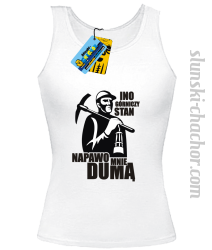 Ino górniczy stan napawo mnie dumą topy damski z nadrukiem - white