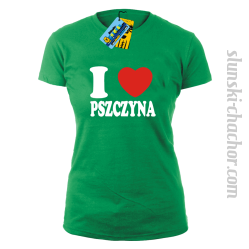I love Pszczyna koszulka damska z nadrukiem - green